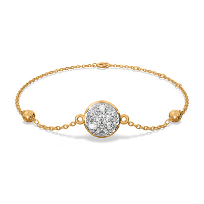 Round Charm 9KT Gold Laboratory Grown Diamond Bracelet