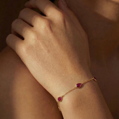 Natural Ruby 9KT Gold Bracelet