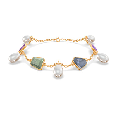 Midnight Sapphire & Pearl 9KT Gold Bracelet