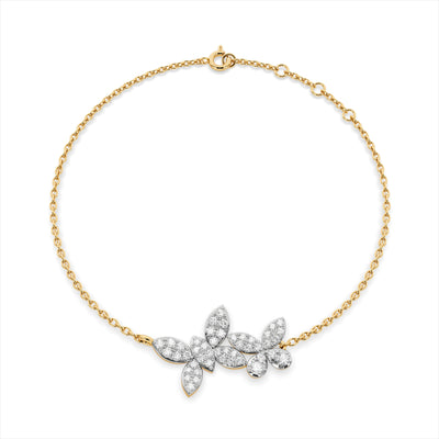 Dual Butterfly 9KT Gold Laboratory Grown Diamond Bracelet