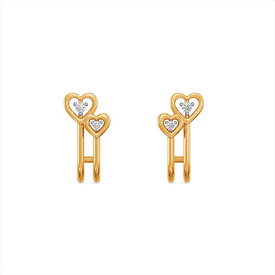 Twin Hearts 9KT Gold Laboratory Grown Diamond Stud Earring