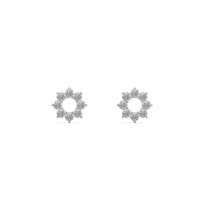 Elegant Floral 9KT Gold Laboratory Grown Diamond Stud Earring