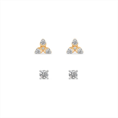 Geometric 9KT Gold Laboratory Grown Diamond Earrings Set