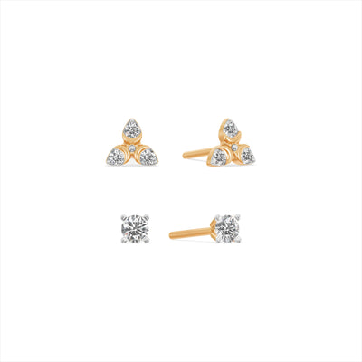 Geometric 9KT Gold Laboratory Grown Diamond Earrings Set