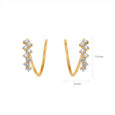 Spike Bloom 9KT Gold Laboratory Grown Diamond Hoop Earring