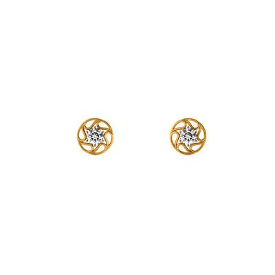 Intricate Filigree Round 9KT Gold Laboratory Grown Diamond Stud Earring