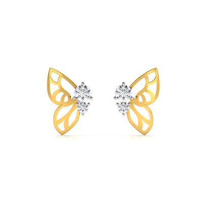 Delicate Butterfly Wing 9KT Gold Laboratory Grown Diamond Earring