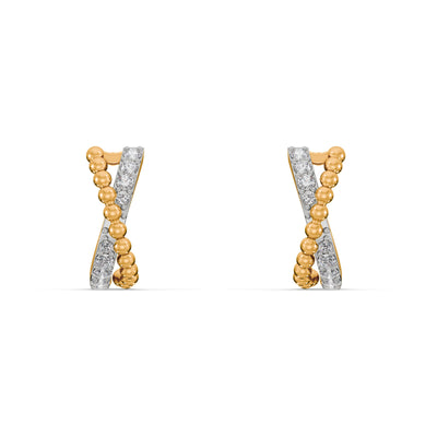 The Beaded Hoop 9KT Gold Laboratory Grown Diamond Earrings