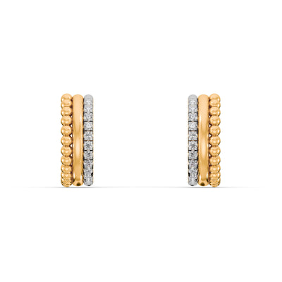 Beaded Edge 9KT Gold Laboratory Grown Diamond Hoop Earrings