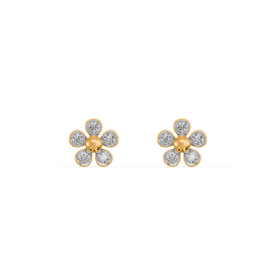 Floral Cluster 9KT Gold Laboratory Grown Diamond Earrings