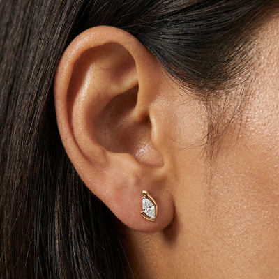 Modern Marquise 9KT Gold Laboratory Grown Diamond Stud Earrings
