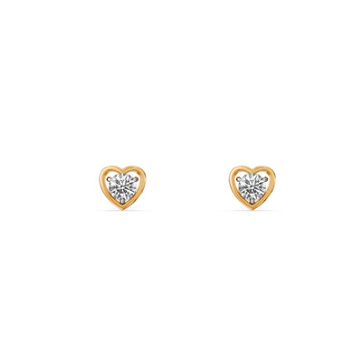 Heart Solitaire 9KT Gold Laboratory Grown Diamond Stud Earrings