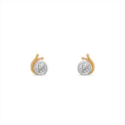 Snail Solitaire 9KT Gold Laboratory Grown Diamond Stud Earrings
