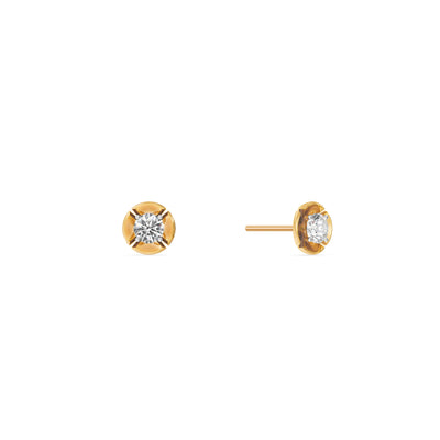 Gilded Solitaire 9KT Gold Laboratory Grown Diamond Stud Earrings