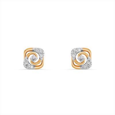 Swirl Square 9KT Gold Laboratory Grown Diamond Stud Earrings