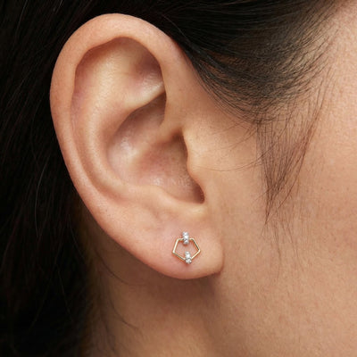 Pentagon 9KT Gold Laboratory Grown Diamond Stud Earrings