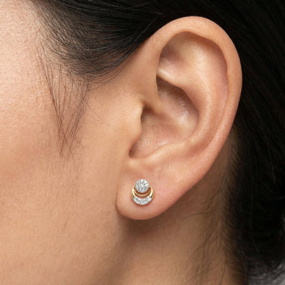 Vintage Baroque 9KT Gold Laboratory Grown Diamond Stud Earrings