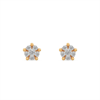 Regal Flower 9KT Gold Laboratory Grown Diamond Stud Earrings
