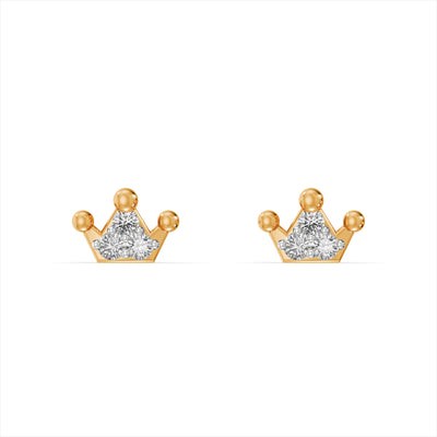 Cute Crown 9KT Gold Laboratory Grown Diamond Studs