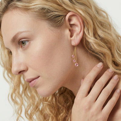 Pink Sapphire 9KT Gold Dangle Earrings