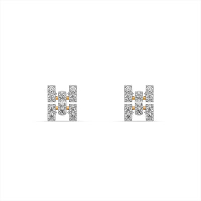 Modern Link 9KT Gold Laboratory Grown Diamond Earrings