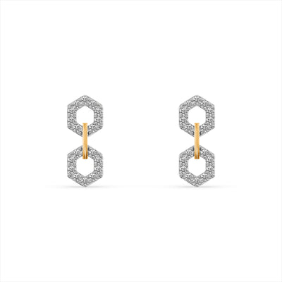 Hexa Link 9KT Gold Laboratory Grown Diamond Drop Earrings