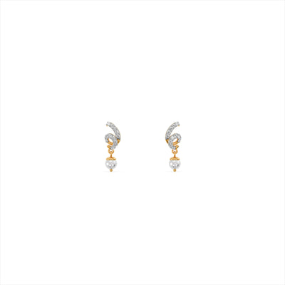 Swirling Pearl 9KT Gold Laboratory Grown Diamond Earrings