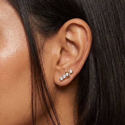 Striking Bar 9KT Gold Laboratory Grown Diamond Earrings