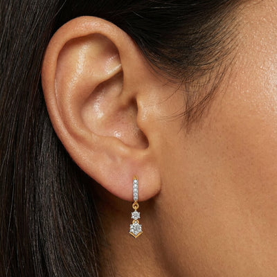 Iridescent 9KT Gold Laboratory Grown Diamond Drop Earrings
