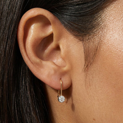 Bezel Solitaire 9KT Gold Laboratory Grown Diamond Hook Earrings