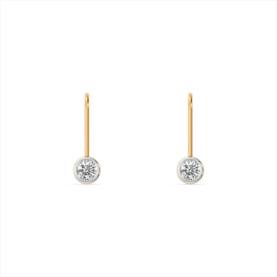 Bezel Solitaire 9KT Gold Laboratory Grown Diamond Hook Earrings