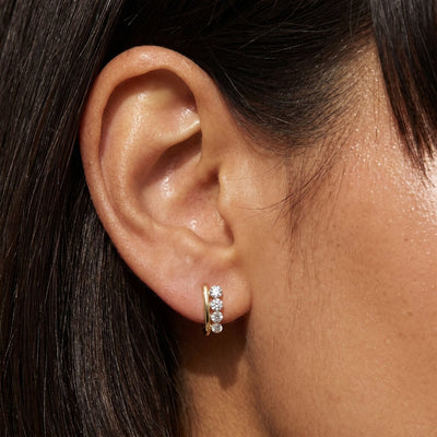 Sparkle Row 9KT Gold Laboratory Grown Diamond Earrings