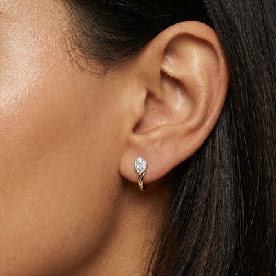 Pear Dome 9KT Gold Laboratory Grown Diamond Earrings