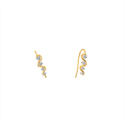 Boho Wave 9KT Gold Laboratory Grown Diamond Earrings