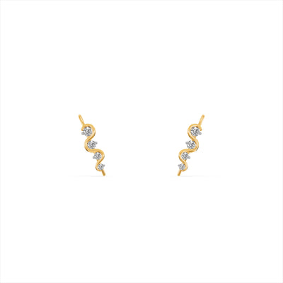 Boho Wave 9KT Gold Laboratory Grown Diamond Earrings