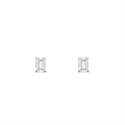 Emerald Solitaire 9KT Gold Laboratory Grown Diamond Stud Earrings