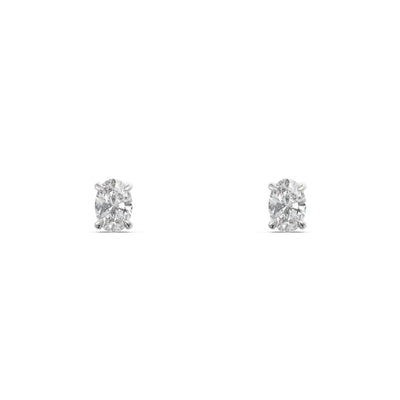 Oval Solitaire 9KT Gold Laboratory Grown Diamond Stud Earrings