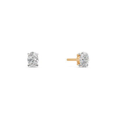 Oval Solitaire 9KT Gold Laboratory Grown Diamond Stud Earrings