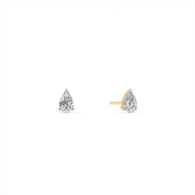 Pear Solitaire 9KT Gold Laboratory Grown Diamond Stud Earrings