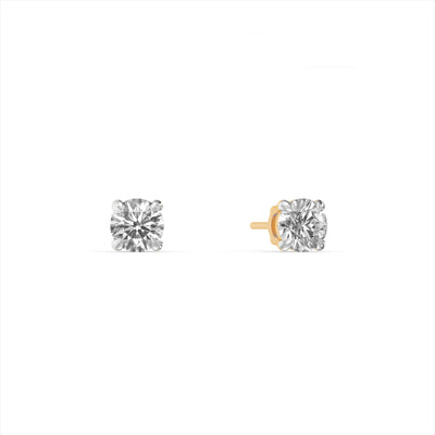 Round Solitaire 9KT Gold Laboratory Grown Diamond Stud Earrings