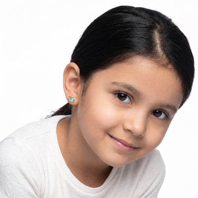 Playful Bird 9KT Gold Stud Earrings for Kids