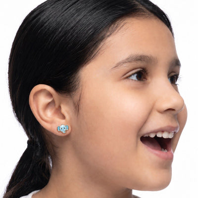 Cute Elephant 9KT Gold Stud Earrings for Kids