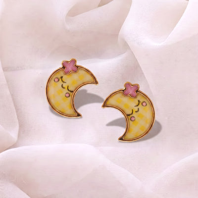 Dreamy Moon 9KT Gold Stud Earrings for Kids