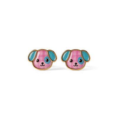Playful Puppy 9KT Gold Stud Earrings for Kids