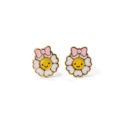 Cheerful Daisy 9KT Gold Stud Earrings for Kids