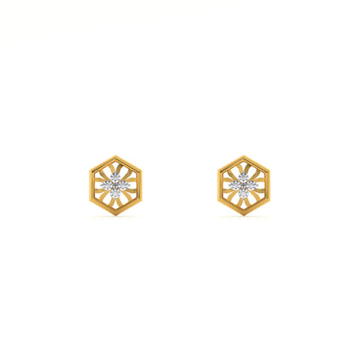 Hexa Star 9KT Gold Laboratory Grown Diamond Stud Earring