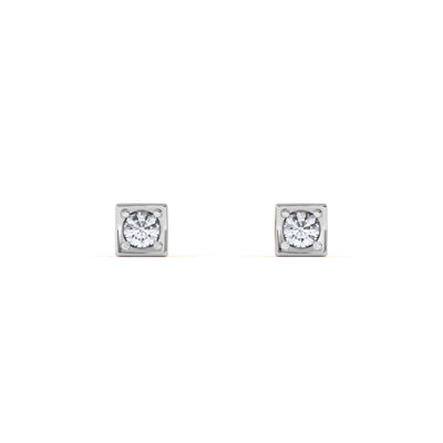 Squared Pin 9KT Gold Laboratory Grown Diamond Studs for Multiple Piercings