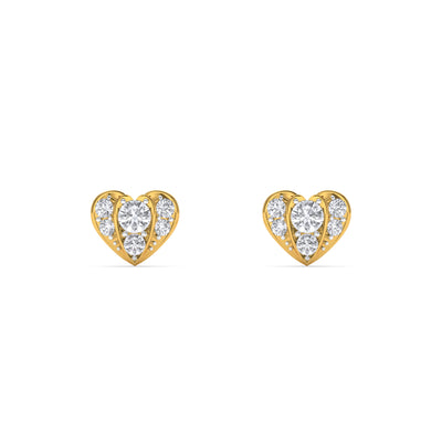 Romantic Heart Cluster 9KT Gold Laboratory Grown Diamond Stud Earring