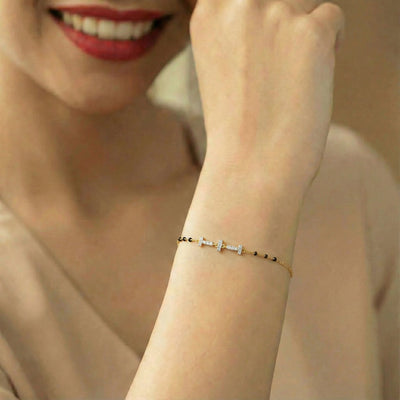 Luna Grid 9KT Gold Laboratory Grown Diamond Mangalsutra Bracelet