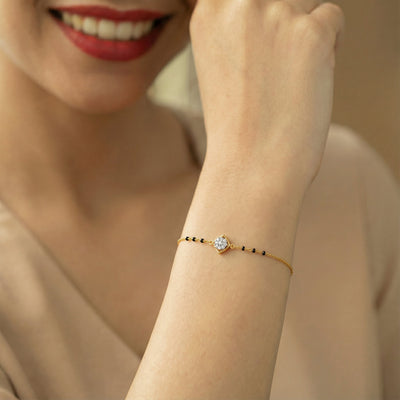 Minimal Square Motif 9KT Gold Laboratory Grown Diamond Mangalsutra Bracelet